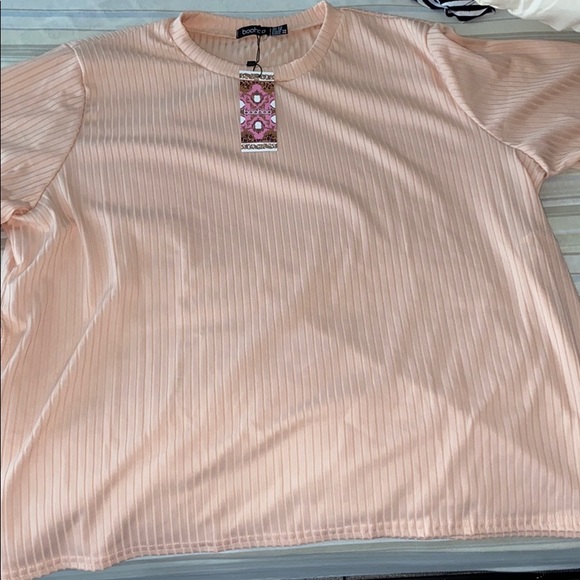 Boohoo Tops - Plus Oversized Side Split Ribbed Tee